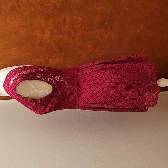 FREE PEOPLE One Million Lace Lover V-neck Dress in Burgandy - size 6 - Picture 10 of 16